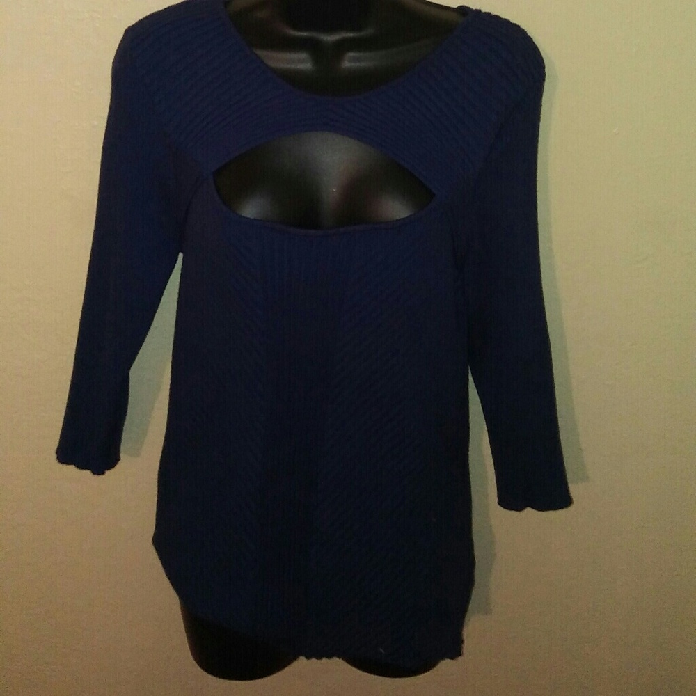Lane Bryant open chest casual sweater blue size